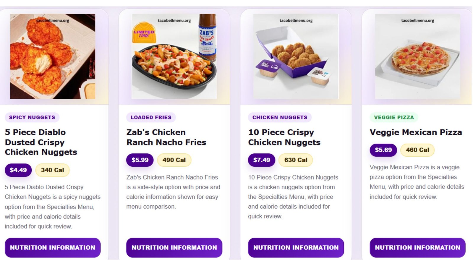 Taco Bell Menu 2026 with Prices, Pictures, Calories & Nutrition Facts